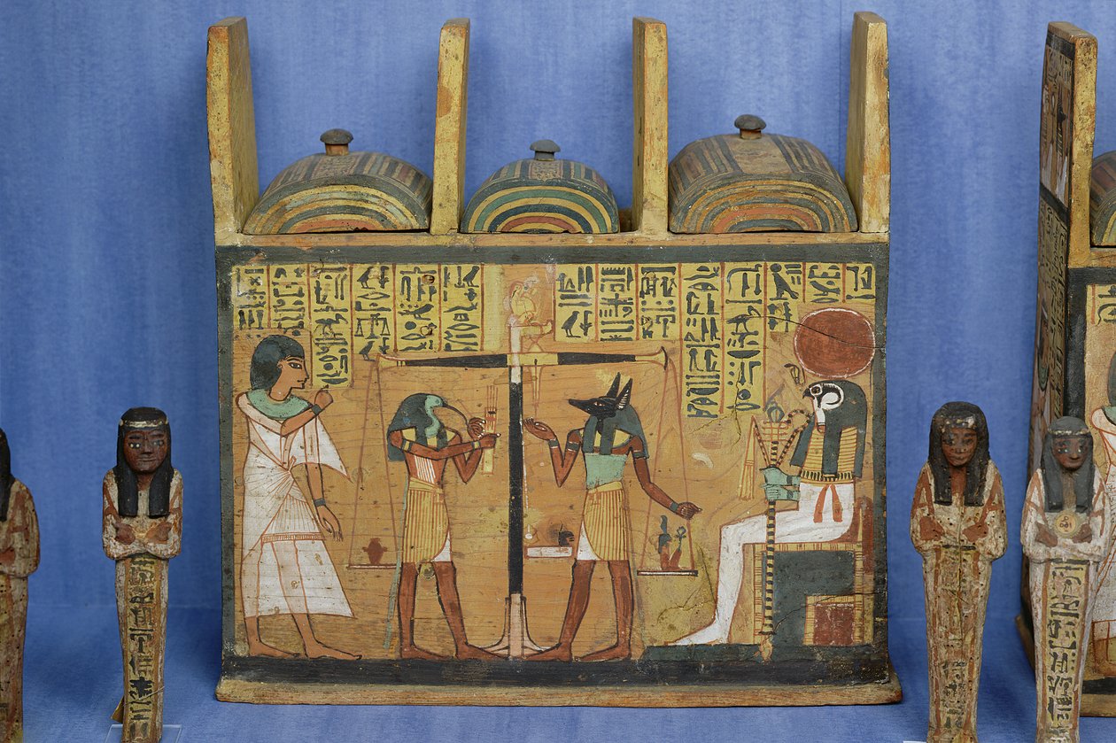 Ushabti koporsó pszichosztázis jelenettel, Harmadik köztes időszak (festett fa) alkotó: Egyptian 21st Dynasty