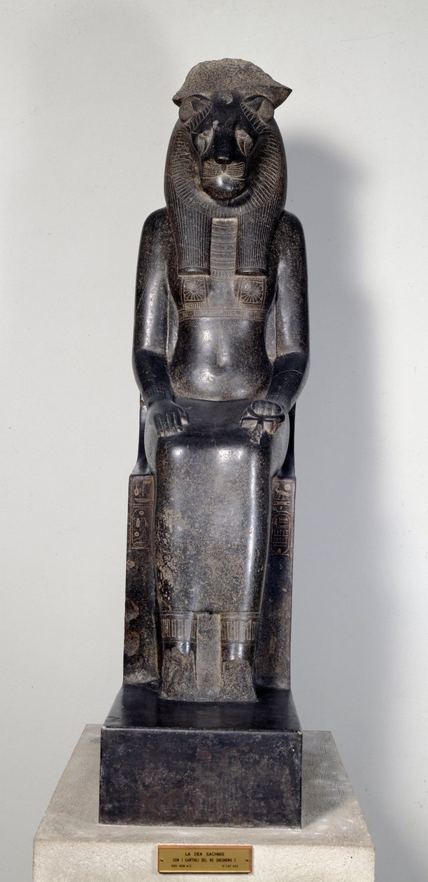 Egyiptomi antikvitás: Szekhmet oroszlánistennő istenség I. Seshonq király patronjával. Szobor fekete gránitból. KR. E. 950-929. Torino, Egyiptomi Múzeum alkotó: Egyptian 22nd Dynasty