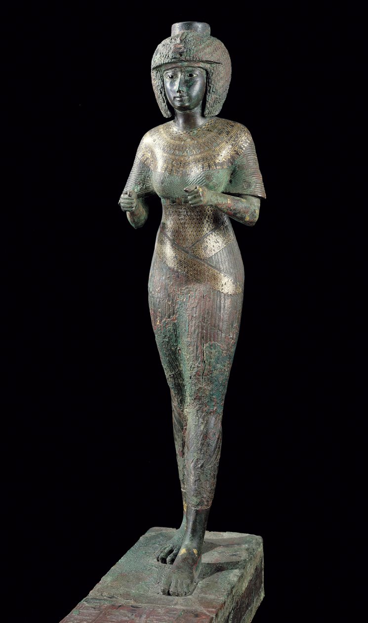 Karomama isteni hódolónő szobra, harmadik köztes korszak (bronz arannyal, ezüsttel és elektrummal) (lásd még: 127647) alkotó: Egyptian 22nd Dynasty