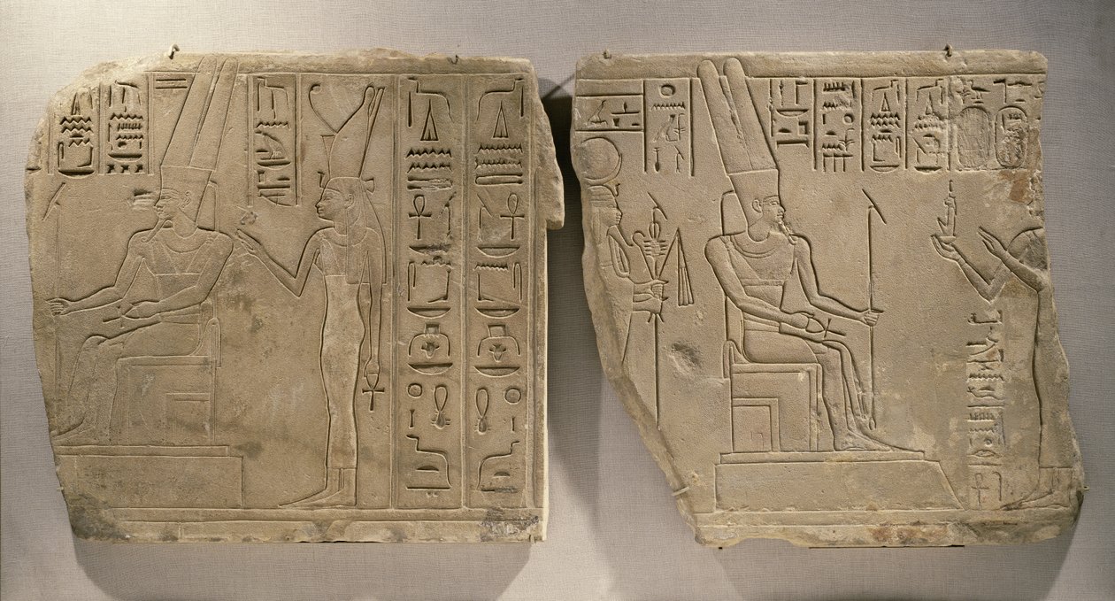 Amun-Re és Mut, Karnakból, Thébából, késői időszak (homokkő) alkotó: Egyptian 25th Dynasty