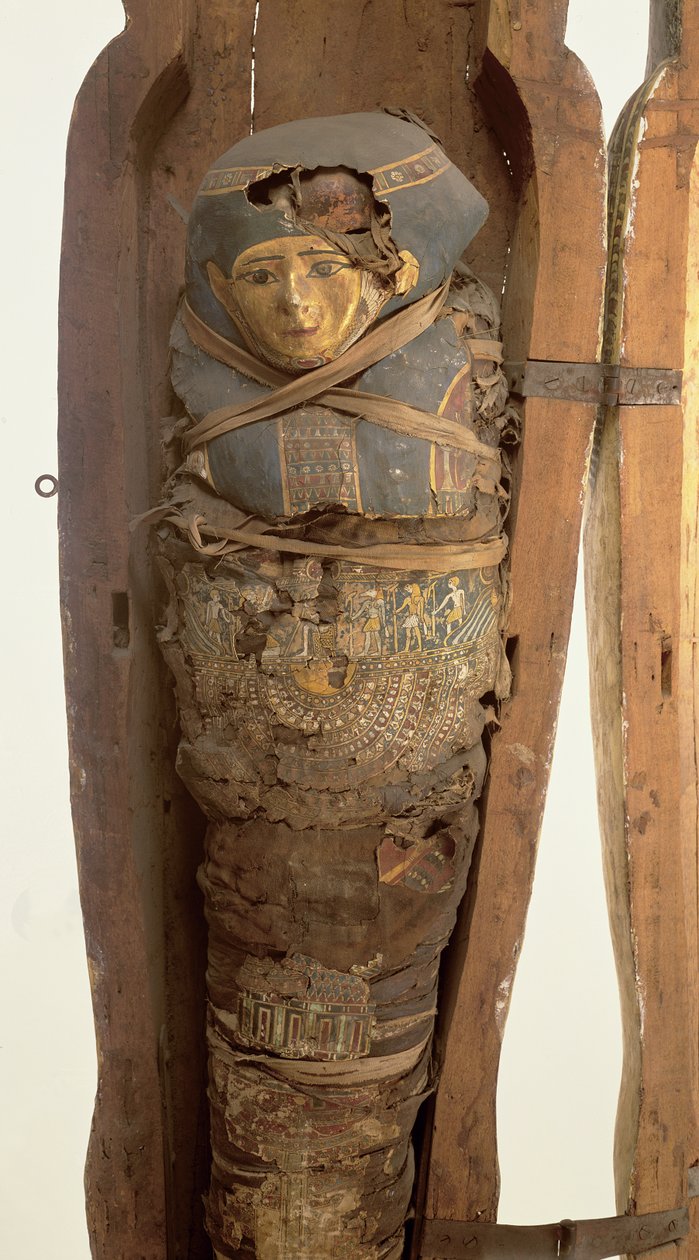 Psametik I szarkofágja és mumifikált teste (Kr.e. 664-610) késői időszak alkotó: Egyptian 26th Dynasty
