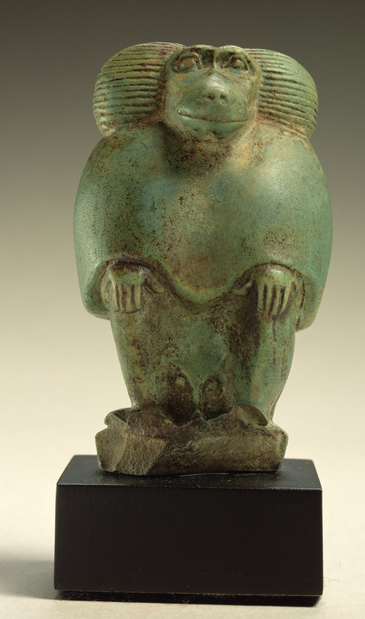 Ülő pávián, késői időszak (fajansz) alkotó: Egyptian 26th Dynasty