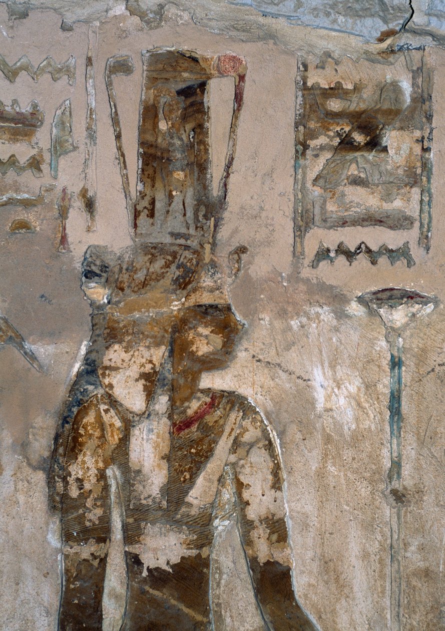 Falfestmények, Ain El Meftla temploma, Bahariya Oasis, Giza, Egyiptom, 26. dinasztia (Kr. e. 663-525), Részlet alkotó: Egyptian 26th Dynasty