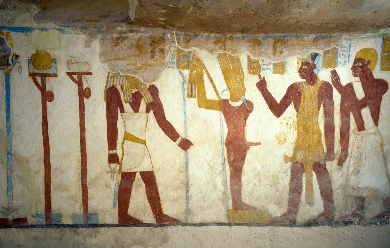 Falfestmények Pa Nentwy sírjából, Bahariya Oasis, Giza, Egyiptom Egyiptomi civilizáció, 26. dinasztia, ie 663-525 alkotó: Egyptian 26th Dynasty