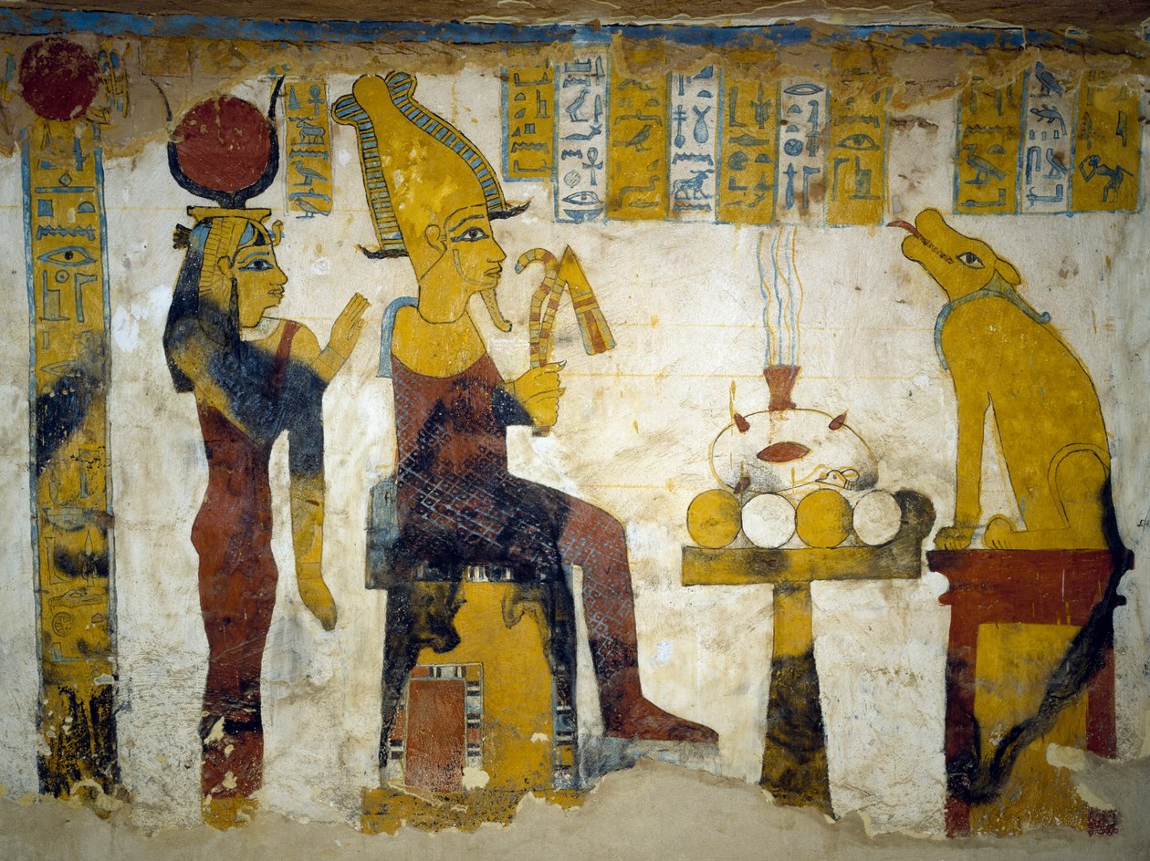 Falfestmények Pa Nentwy sírjának sírkamrájából, Bahariya Oasis, Giza, Egyiptom. Egyiptomi civilizáció, 26. dinasztia, ie 663-525. alkotó: Egyptian 26th Dynasty