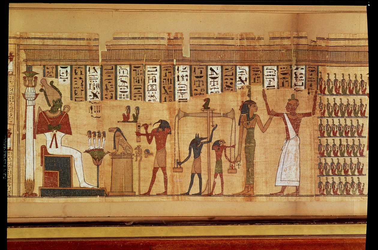 Ozirisz ítélete, részlet a halottak könyvéből, késői időszak (papirusz) alkotó: Egyptian 30th Dynasty