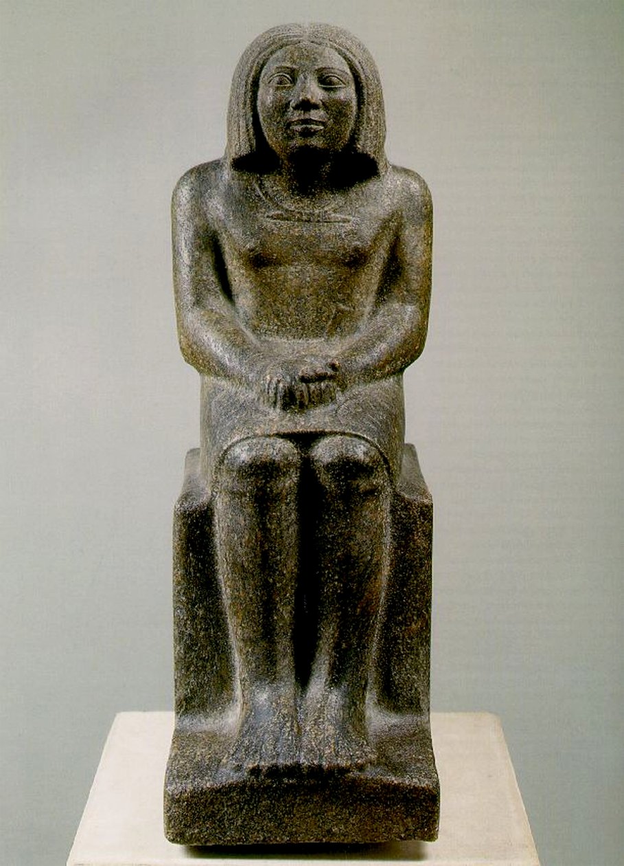 Ülő férfifigura, Egyiptom, Ankh, 3. dinasztia (porfiroid gránit) alkotó: Egyptian 3rd Dynasty