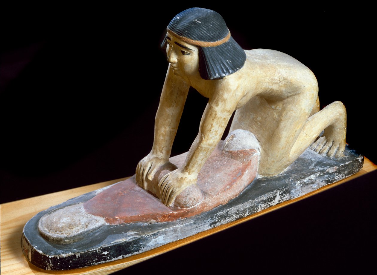 Egyiptomi ókor: „” Egyiptomi gabonafélék aprítása kenyérhez”” Figura. 5. dinasztia. Kr.e. 2400. Firenze, Régészeti Múzeum alkotó: Egyptian 5th Dynasty