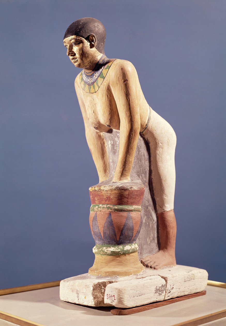 Sört készítő nő modellje, Old Kingdom (polikróm kő) alkotó: Egyptian 5th Dynasty