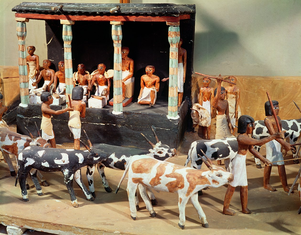 Az állatállomány összeírásának temetési modellje Meketre sírjából, Théba, Középbirodalom, ie 2000 körül (festett fa) (részlet) alkotó: Egyptian 6th Dynasty