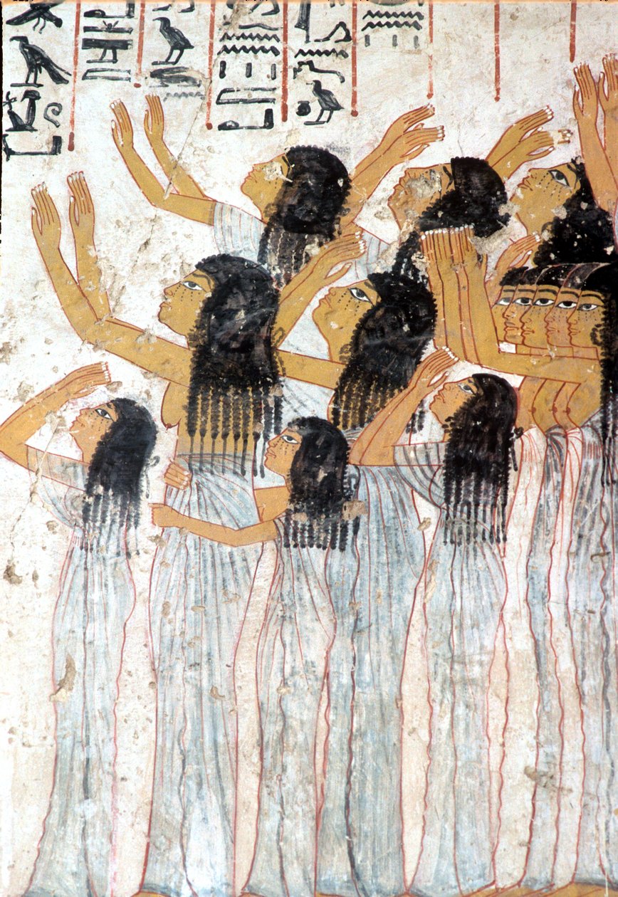 Ókori Egyiptom, festmény, freskó, Sirató asszonyok a gyászmenetben, Ramose sírja, Théba alkotó: Egyptian Egyptian