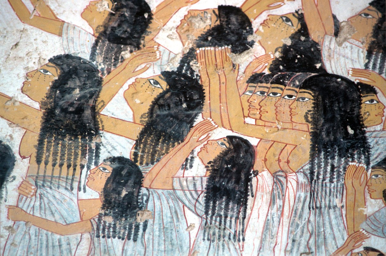 Ókori Egyiptom, festmény, Sirató asszonyok gyászmenetben, Ramose sírja, Nemesek völgye, Théba, Théba alkotó: Egyptian Egyptian
