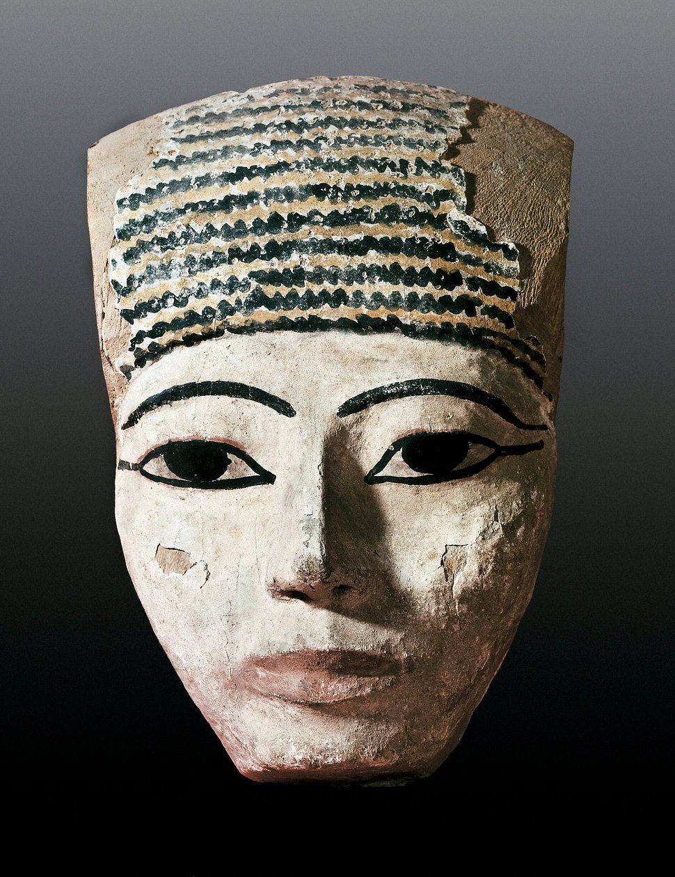 Ókori Egyiptom: Portré egy egyiptomi szarkofághoz. 17-12. század av JC. Polikróm fafaragás. Montserrat Monistrol, Montserrat Múzeum. alkotó: Egyptian Egyptian