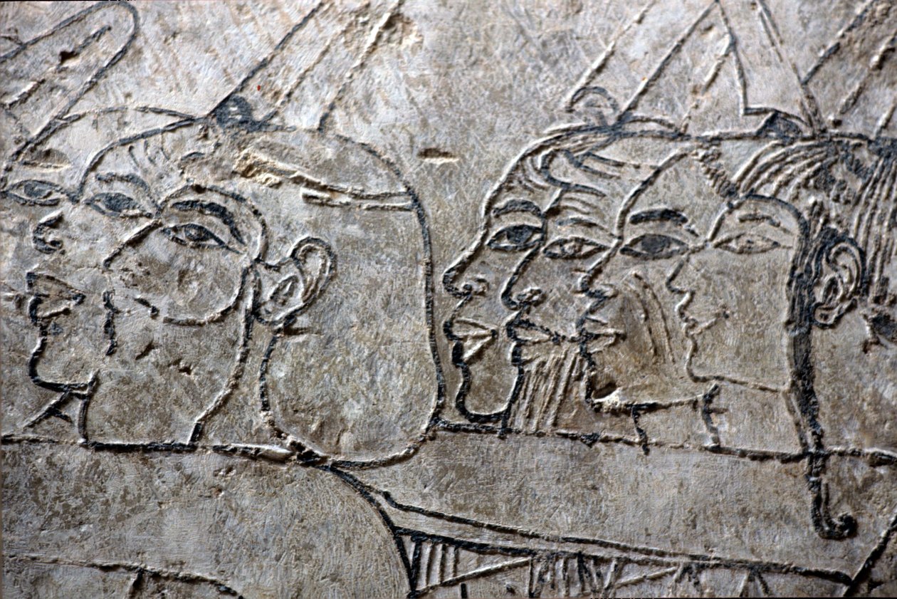 Ókori Egyiptom, Falfestmény, Ázsiai foglyok, Amarna stílus, Ramose sírja, Nemesek völgye, Théba, Théba alkotó: Egyptian Egyptian