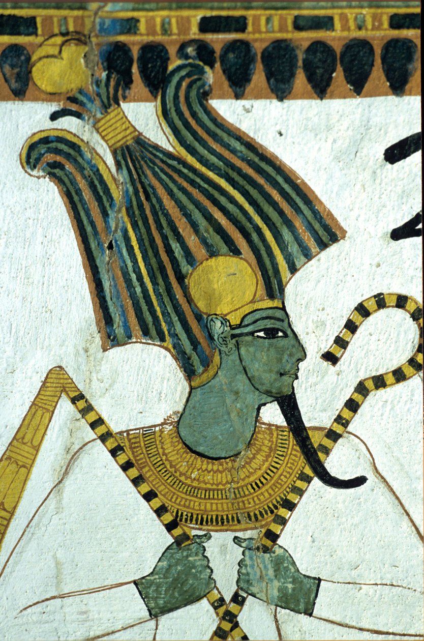 Ókori Egyiptom, falfestmény, , Ozirisz, az alvilág ura, Sennedzsem sírja, Théba, Deir el Medina, Deir el Medina alkotó: Egyptian Egyptian