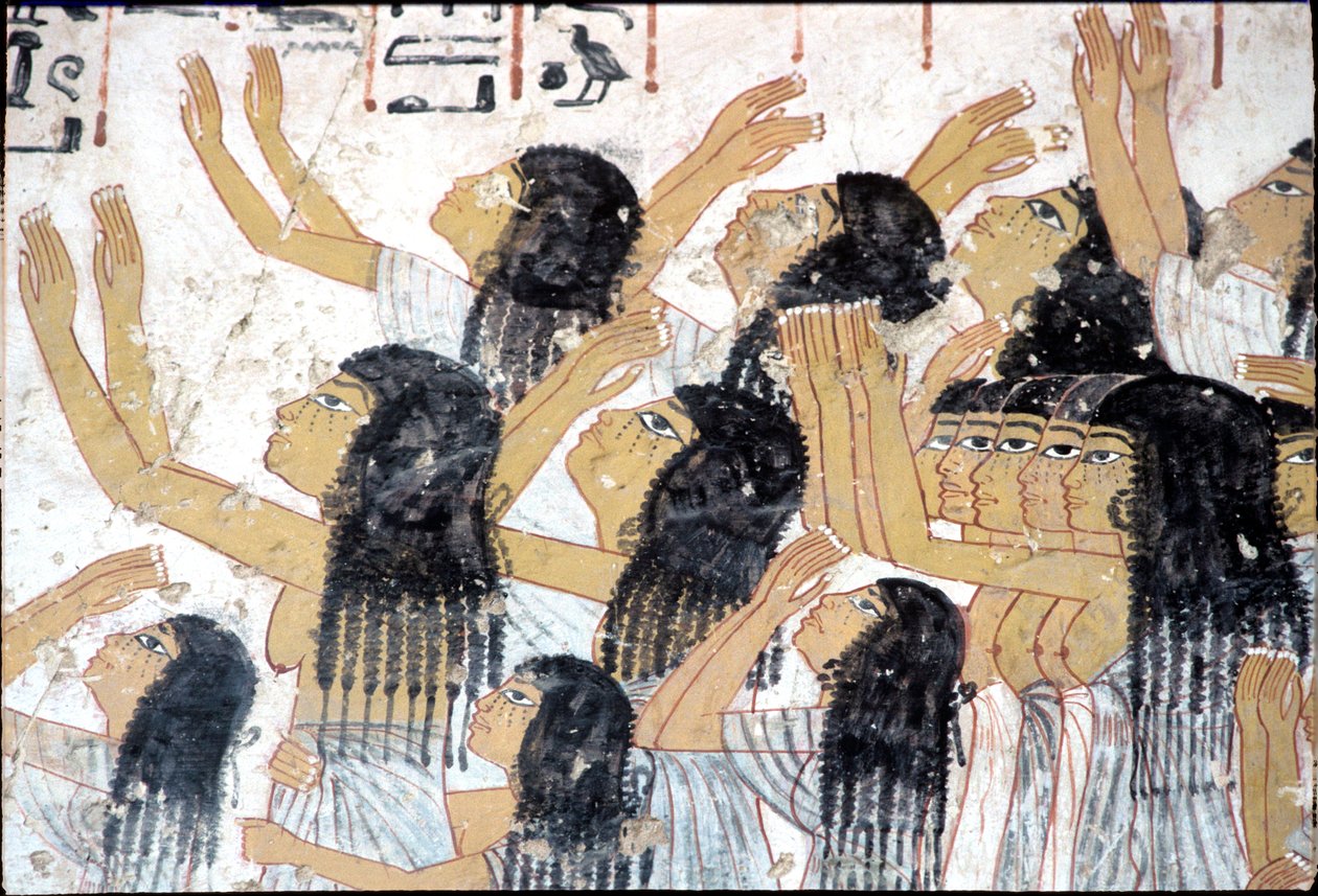 Ókori Egyiptom, Falfestmény, Sirató asszonyok gyászmenetben, Ramose sírja, Théba, Théba alkotó: Egyptian Egyptian