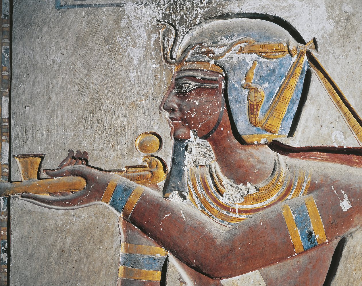 Egyiptom, Ókori Théba, Királyok Völgye, Fáraó festett domborműve Ramszesz VI sírjánál alkotó: Egyptian Egyptian
