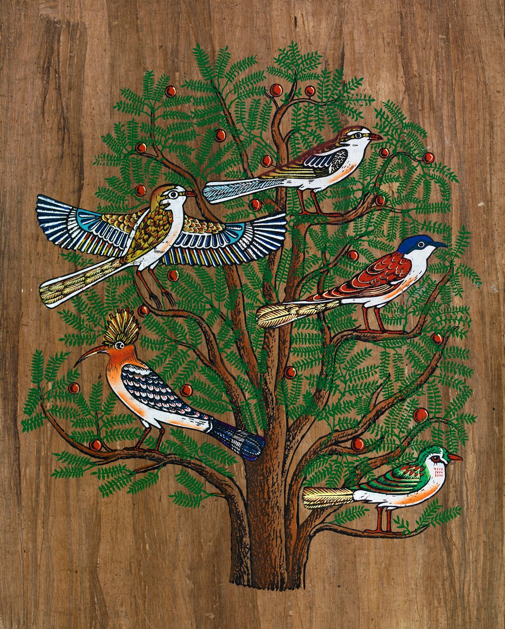 Egyiptomi művészet, Egyiptomi papirusz: Madarak a fán, Coll, rész alkotó: Egyptian Egyptian