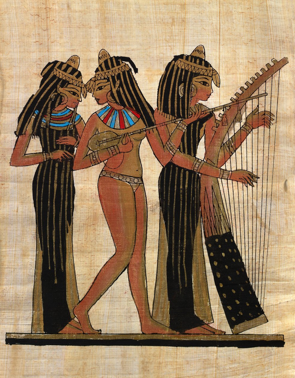egyiptomi művészet; Egyiptomi papirusz: Zenészek; Coll Part alkotó: Egyptian Egyptian