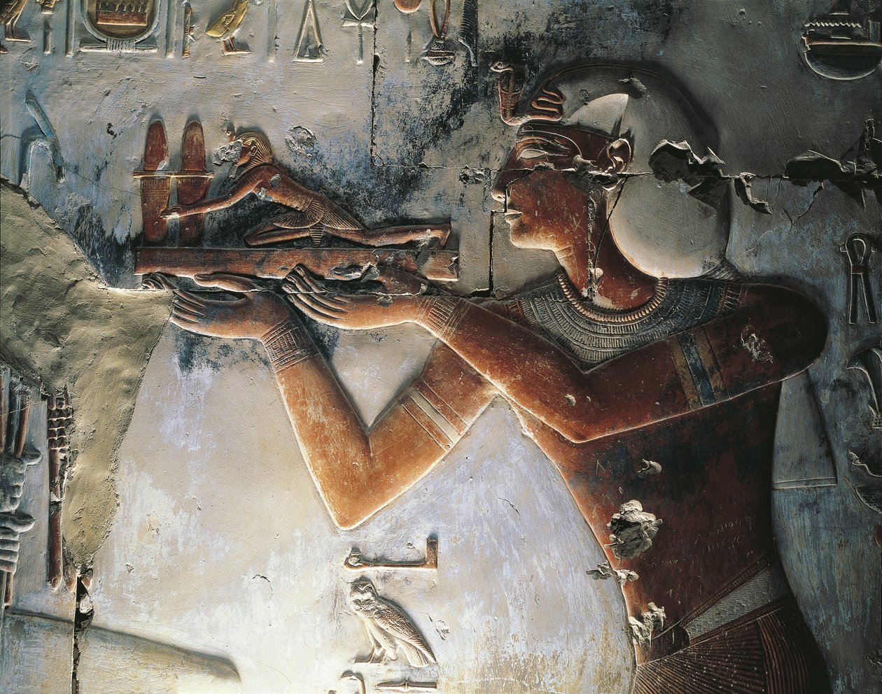 Fáraó festett domborműve alkotó: Egyptian Egyptian