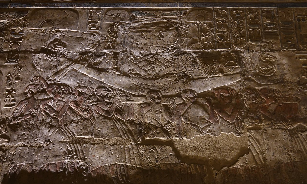 Csónakot cipelő rabszolgák, Luxori templom (dombormű) alkotó: Egyptian Egyptian