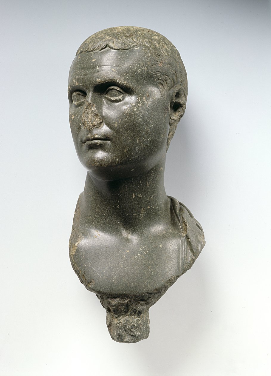 Egy római nemes mellszobra, akiről azt mondják, hogy Mark Anthony (i.e. 82-30), valószínűleg Alexandriából, Egyiptomból, Kr.e. 50-től i.sz. 50-ig (pala) alkotó: Egyptian Ptolemaic Period