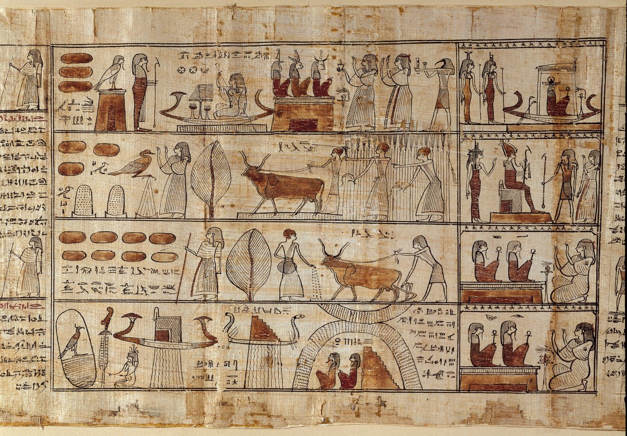 Egyiptomi antiquitis: az Elysées mezői. Festmény papiruszra a Halottak könyvéből. Ptolemaioszi korszak Torino, egyiptomi múzeum - Ókori Egyiptom: az elíziai mezők. Festmény papiruszra a Halottak könyvéből. Ptolemaioszi korszak. Egyiptomi Múzeum, Torino, It alkotó: Egyptian Ptolemaic Period