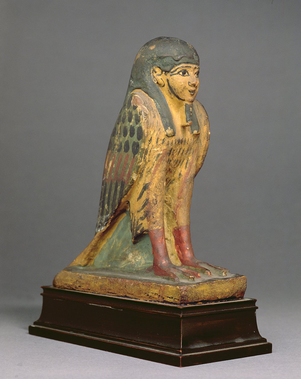 Emberfejű Ba-madár (geszkolt és festett fa) alkotó: Egyptian Ptolemaic Period