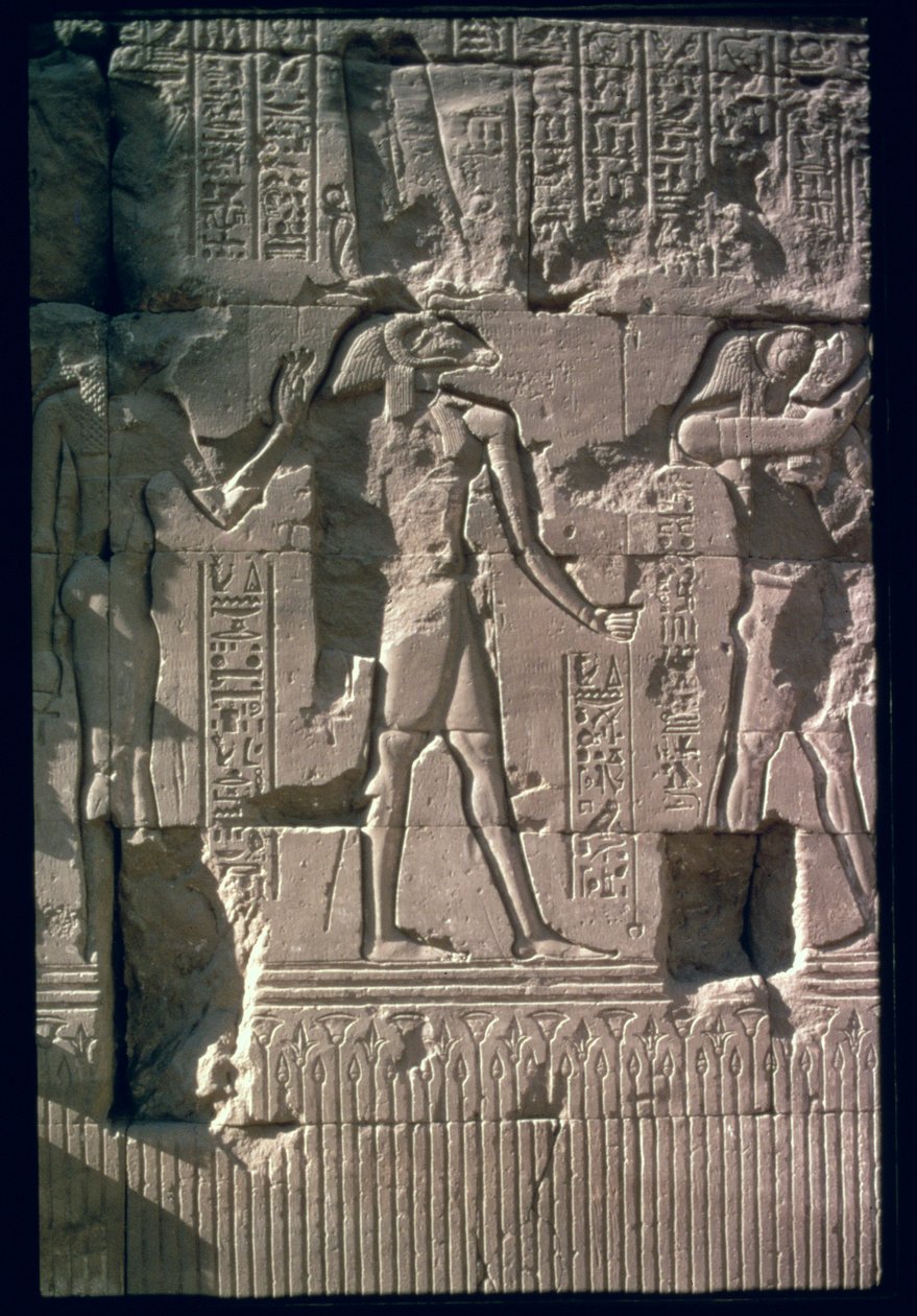 Khnumot ábrázoló dombormű a Khnum templom képernyőfaláról (mészkő) alkotó: Egyptian Ptolemaic Period
