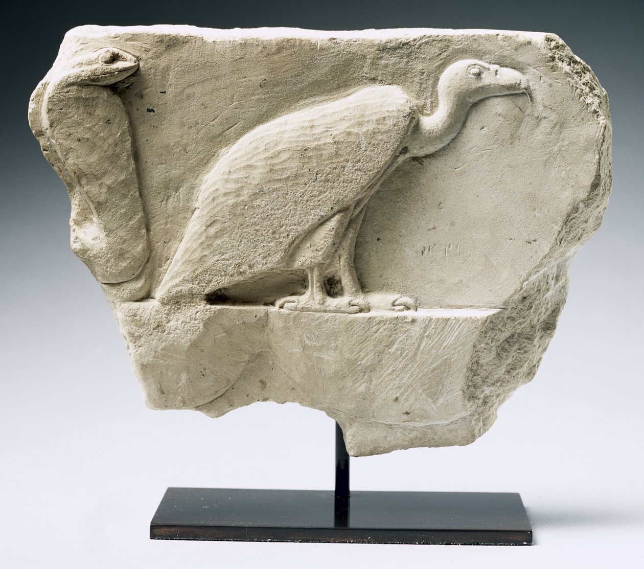 Keselyűt és kobrát (mészkő) ábrázoló dombormű alkotó: Egyptian Ptolemaic Period