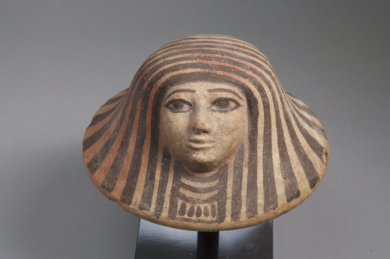 Canopic edényfedél, New Kingdom (terrakotta) alkotó: Egyptian School