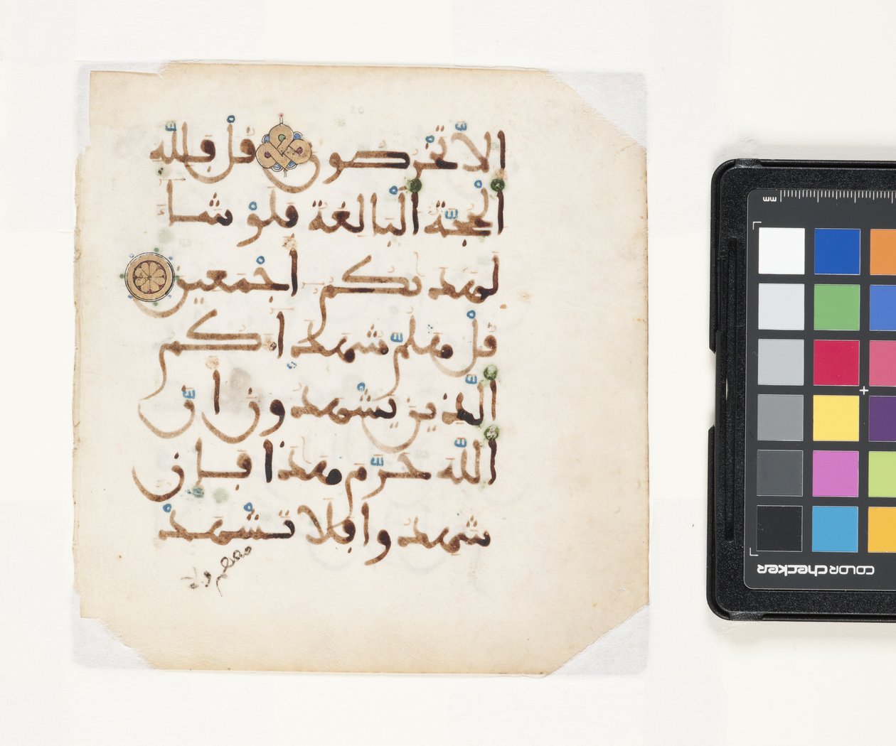 Oldal a Koránból (tinta és arany pergamen) alkotó: Egyptian School