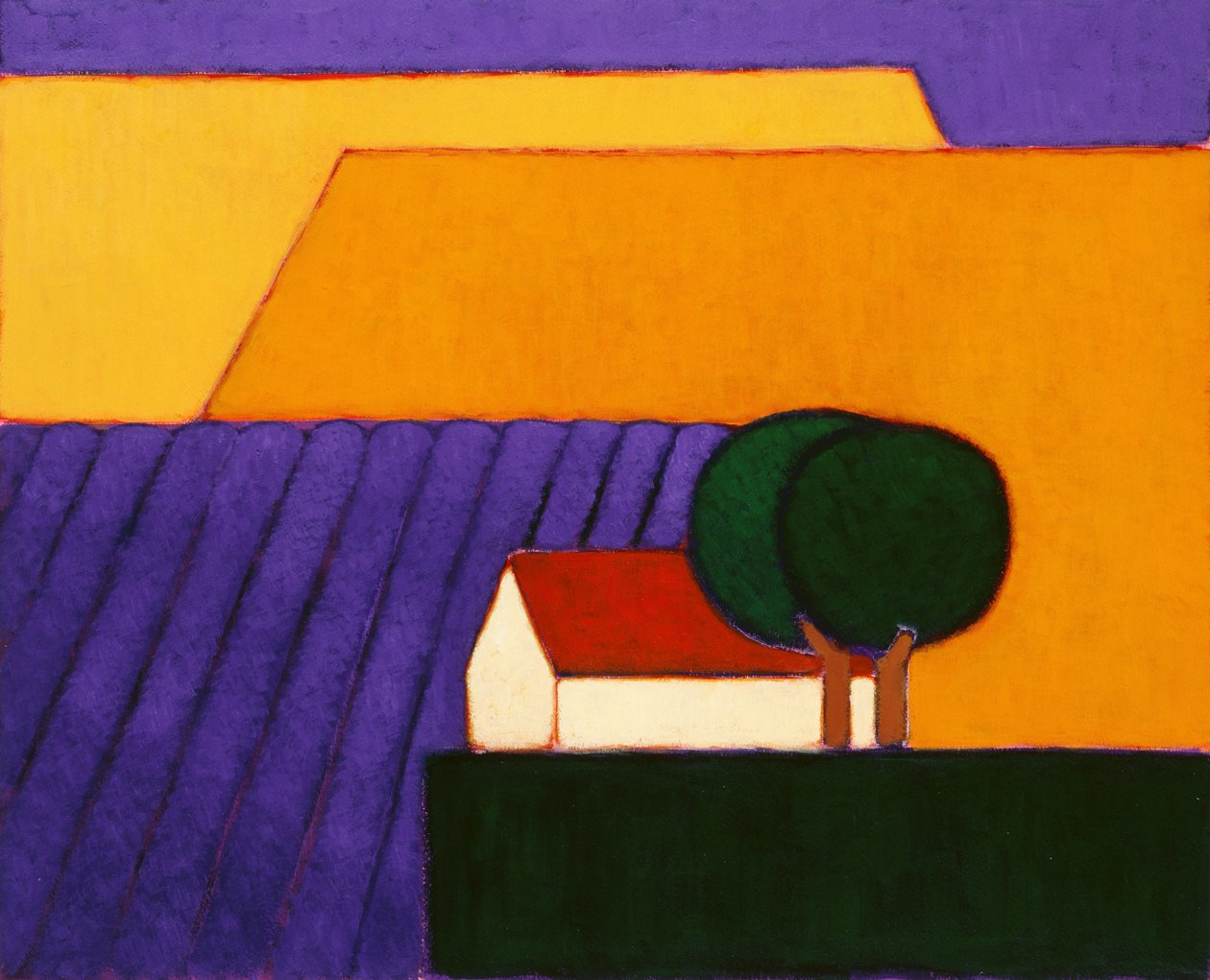 Lavender Field, Provence, 2004 (akril papíron) alkotó: Eithne Contemporary Artist Donne