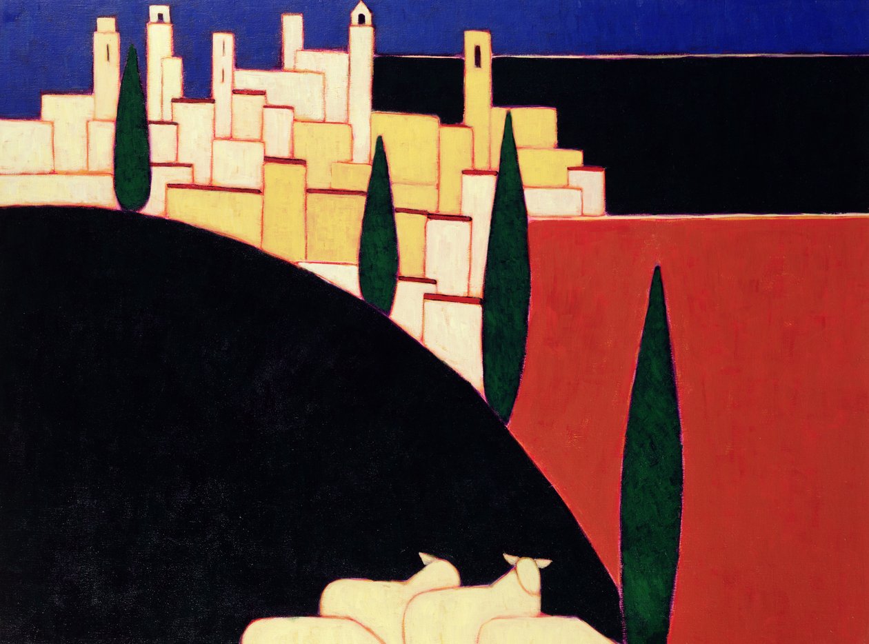San Gimignano juhokkal, 1999 (akril papíron) alkotó: Eithne Contemporary Artist Donne
