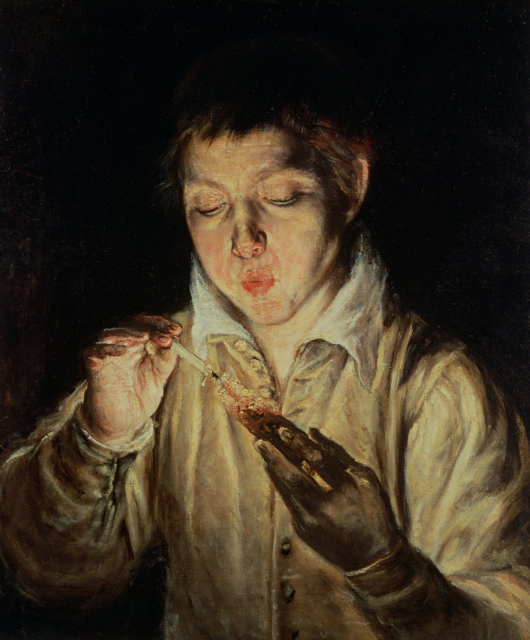 Egy parázsra fújó gyermek, 1570-es évek eleje alkotó: El Greco