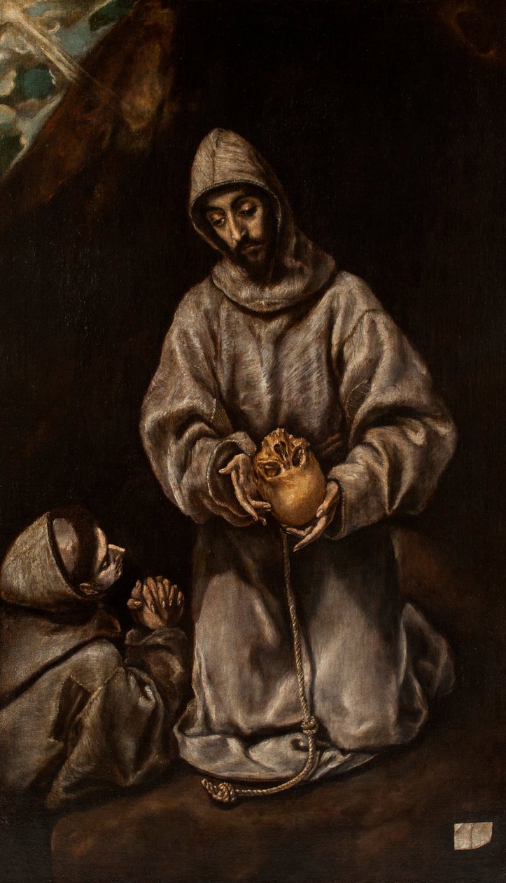 Szent Ferenc és Leó testvér elmélkedik a halálról alkotó: El Greco