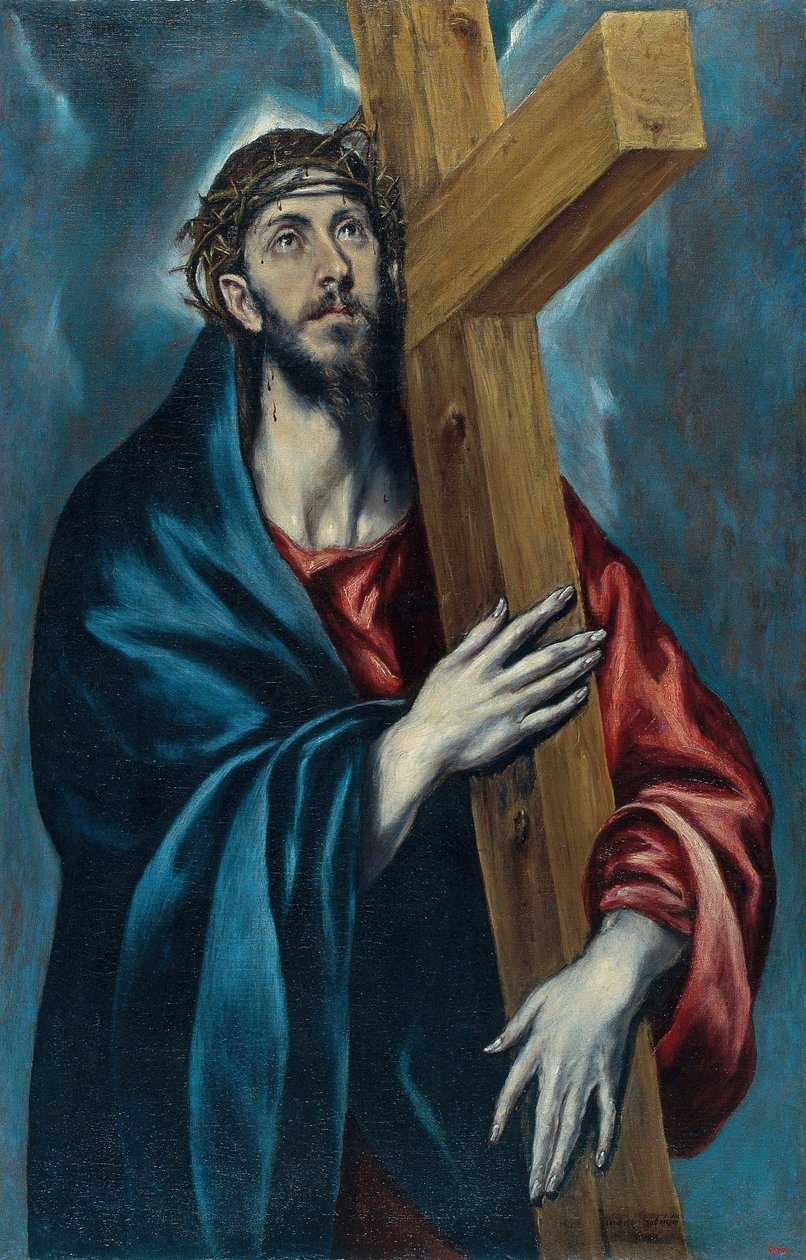 Krisztus keresztet hordozó - Domenikos Theotokopoulos festménye: El Greco (1541-1614) - kb 1590 - Olaj, vászon - 106,4x69 - Museu Nacional d
