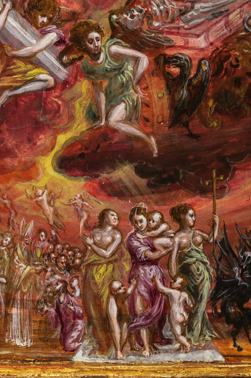 Hordozható oltár: a keresztény lovag allegóriáját ábrázoló központi tábla, 2384586 részlet (tempera grassa a panelen) alkotó: El Greco