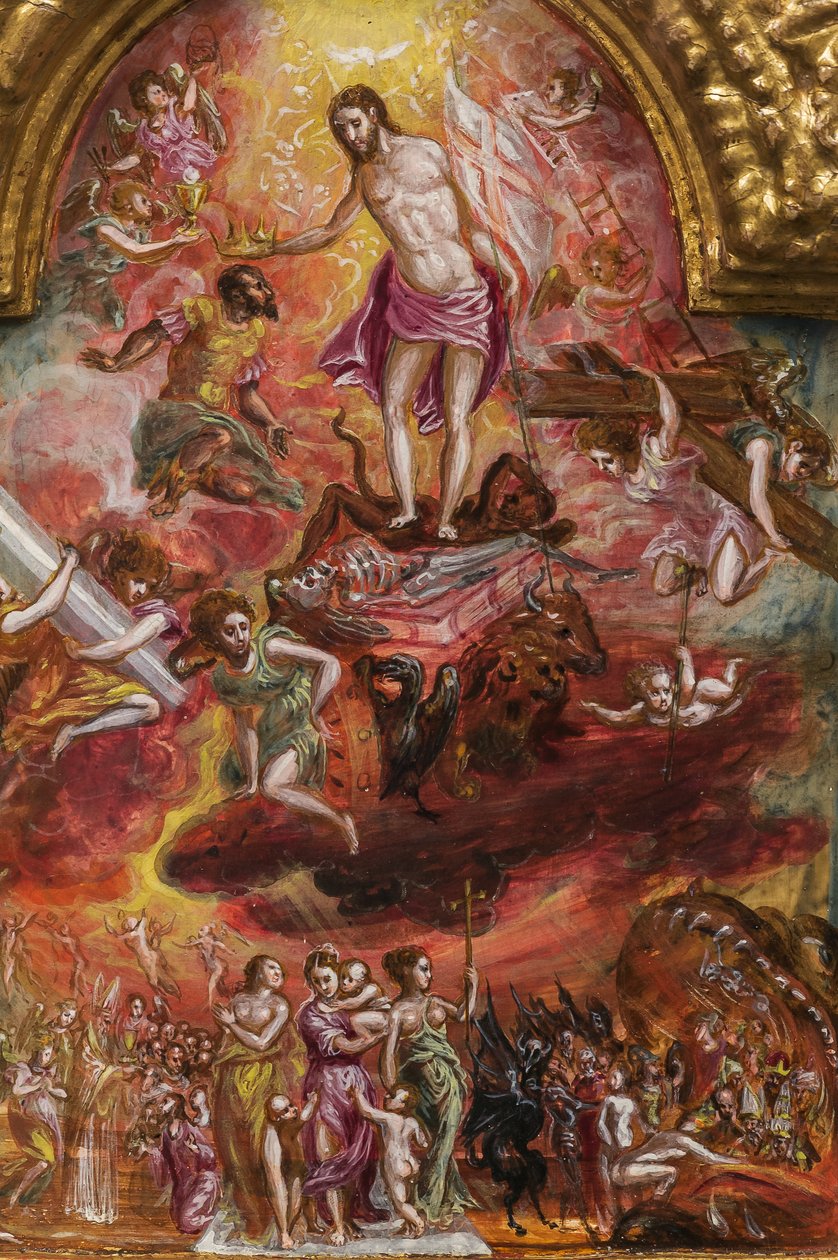 Hordozható oltár: a keresztény lovag allegóriáját ábrázoló központi tábla, 2384586 részlet (tempera grassa a panelen) alkotó: El Greco