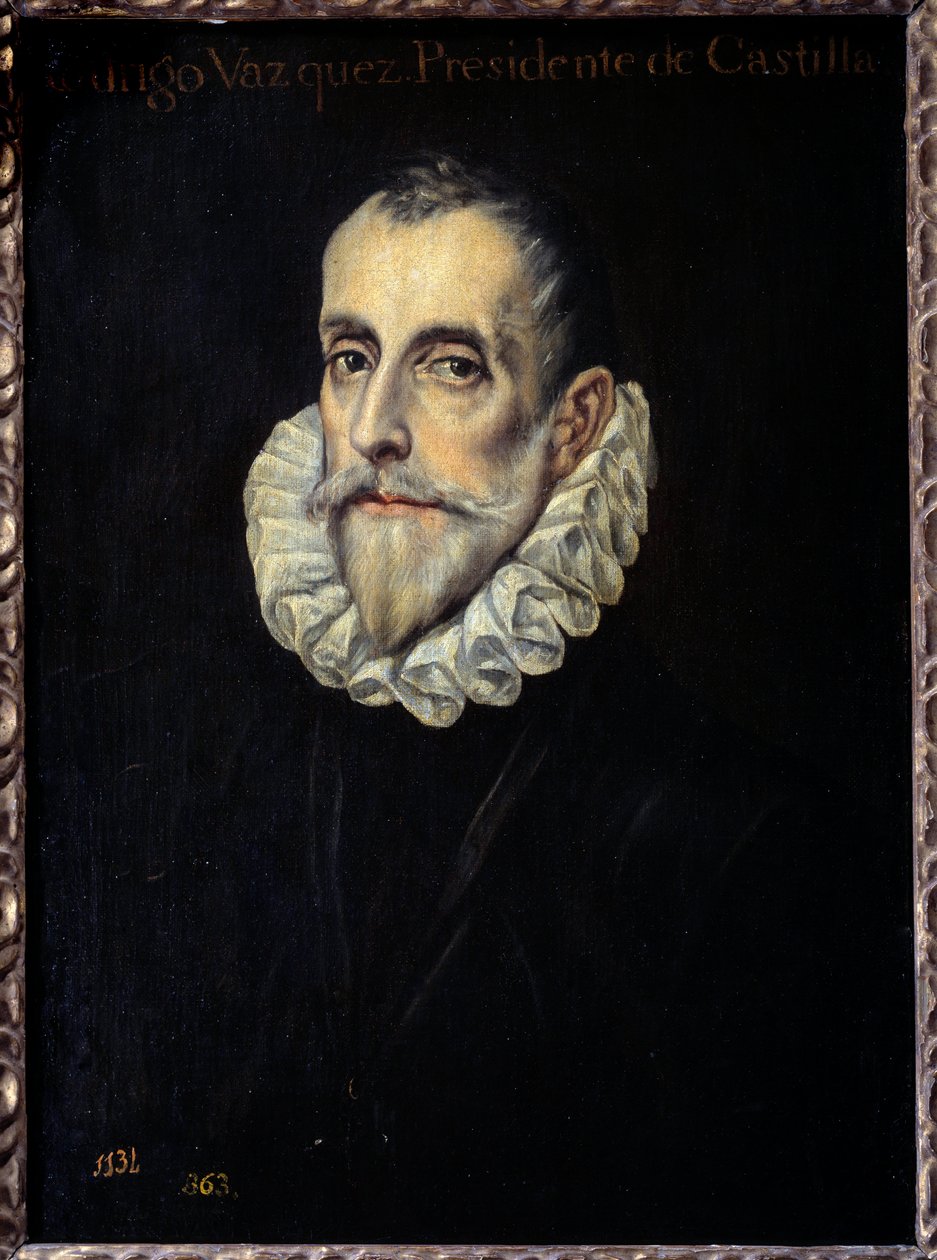 Rodrigue Vazquez, a Pénzügyi és Kasztíliai Tanács elnökének portréja, Domenikos Theotokopoulos dit El Greco (1541-1614) 16. század V. 0,66x0,4m. Madrid, Prado Múzeum alkotó: El Greco