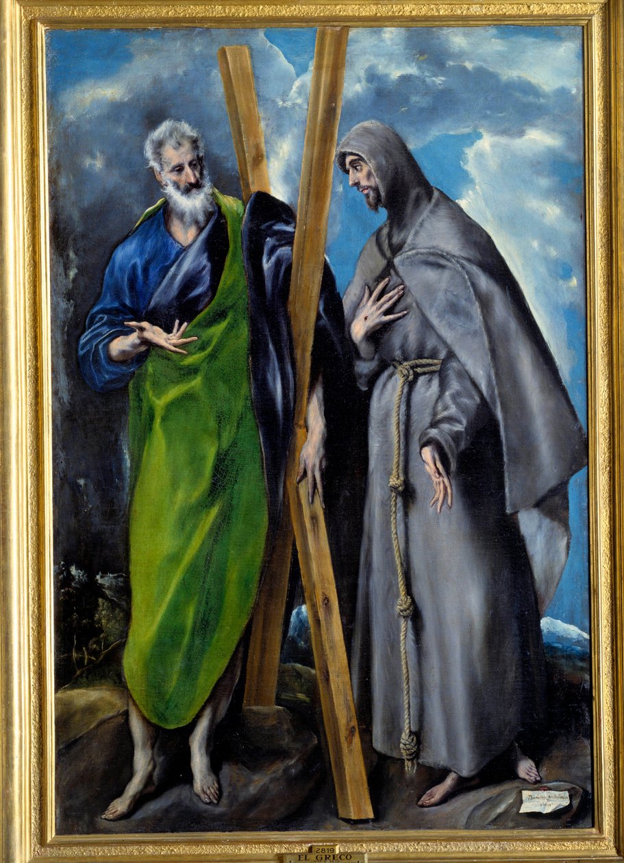 Szent András és Assisi Szent Ferenc portréja. Domenikos Theotokopoulos dit El Greco (1541-1614) festménye. Olajfestmény. Méret: 1,67 x 1,13 m. Madrid, Musee Du Prado alkotó: El Greco