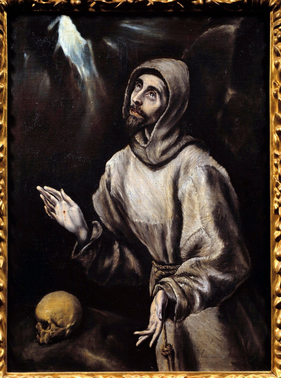 Assisi Szent Ferenc (1181-1226) stigmát kap Domenikos Theotokopoulos dit El Greco (1541-1614) festménye (Vanita) 1595 V. 0,76x0,57 m Pau, Szépművészeti Múzeum alkotó: El Greco