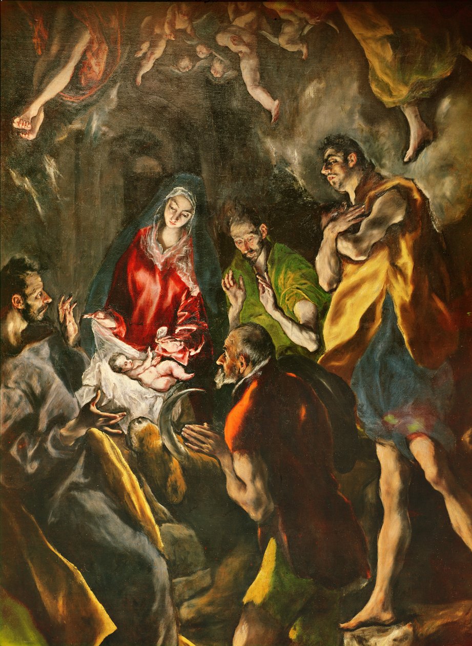 A Pásztorok imádása (a gyermek köré csoportosuló pásztorok részlete), c. 1603-14 (olaj, vászon) alkotó: El Greco