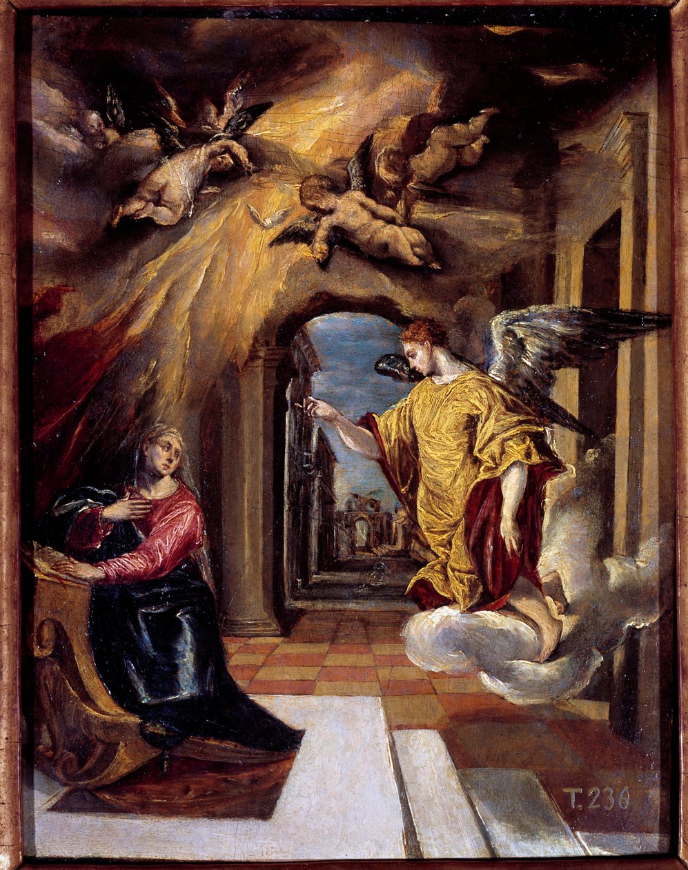 Domenikos Theotokopoulos Dit El Greco Angyali üdvözlet festménye (1540-1614) alkotó: El Greco
