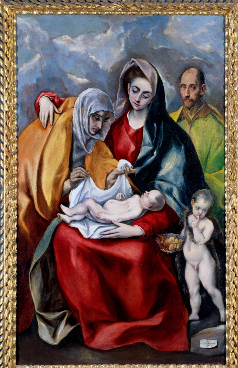 A Szent Család Szent Annával, Szent Józseffel és Keresztelő Szent Jánossal Domenikos Theotokopoulos dit El Greco gyermekfestménye (1541-1614) 17. század V. 1,07x0,69 m Madrid, Prado Múzeum alkotó: El Greco
