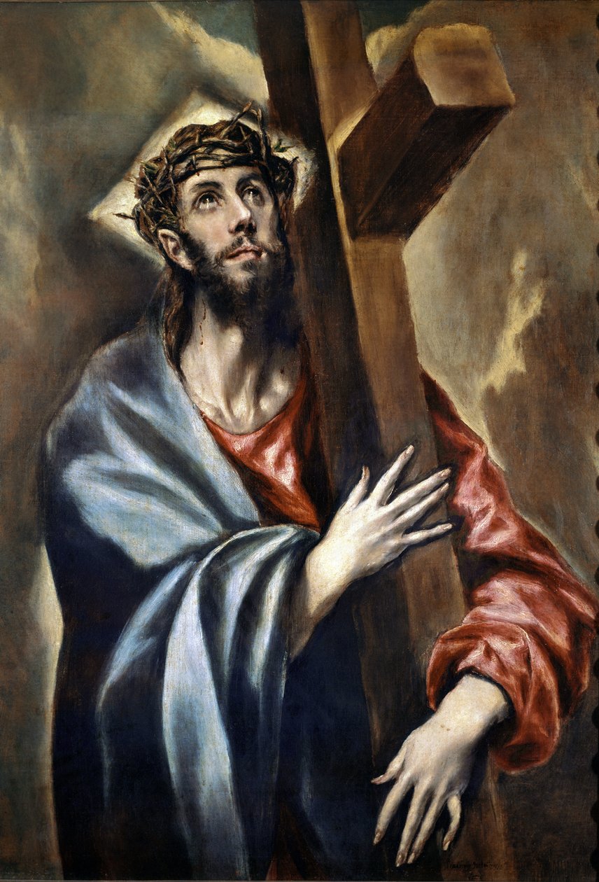 Út a kálváriához, részlet a keresztet hordozó Krisztusról (olaj, vászon alkotó: El Greco