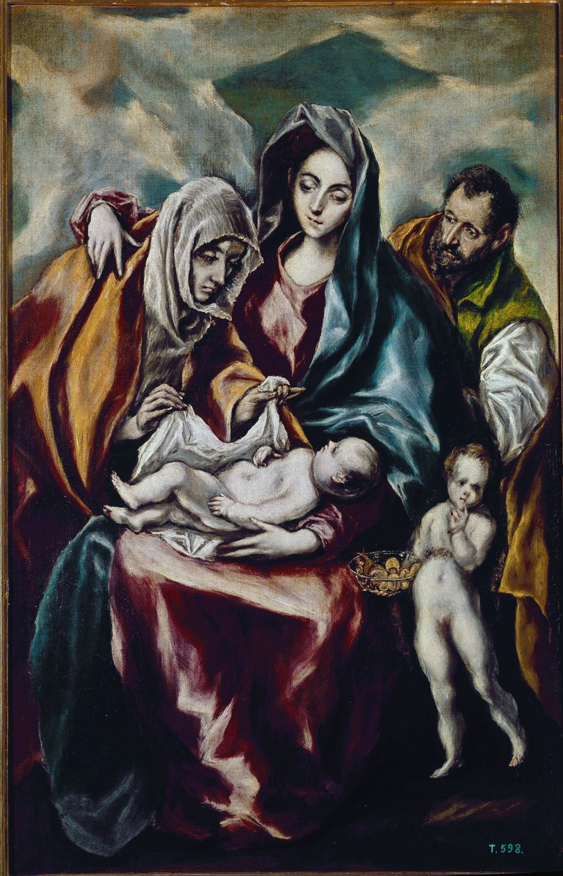 Szűz és gyermek (a Szent Család Keresztelő Szent Jánossal és Szent Annával) (olaj, vászon). alkotó: El Greco