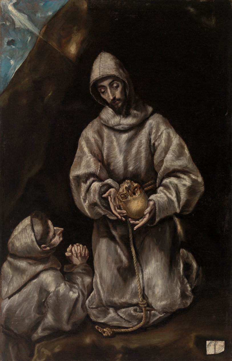 Szent Ferenc és Leó testvér meditál a halálon alkotó: El Greco (Domenikos Theotokopoulos)