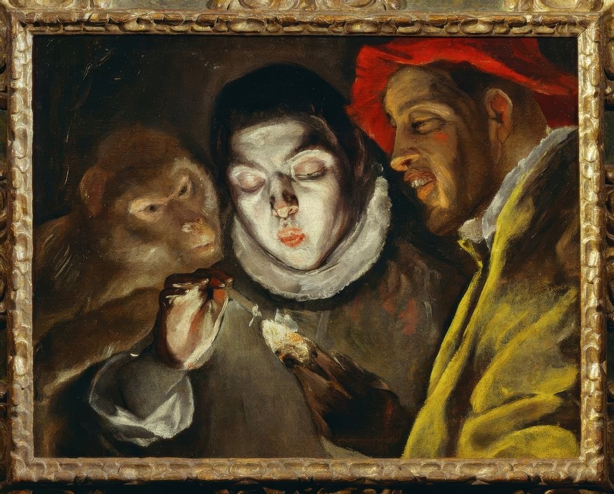 Majom, gyertyagyújtó fiú és férfi alkotó: El Greco