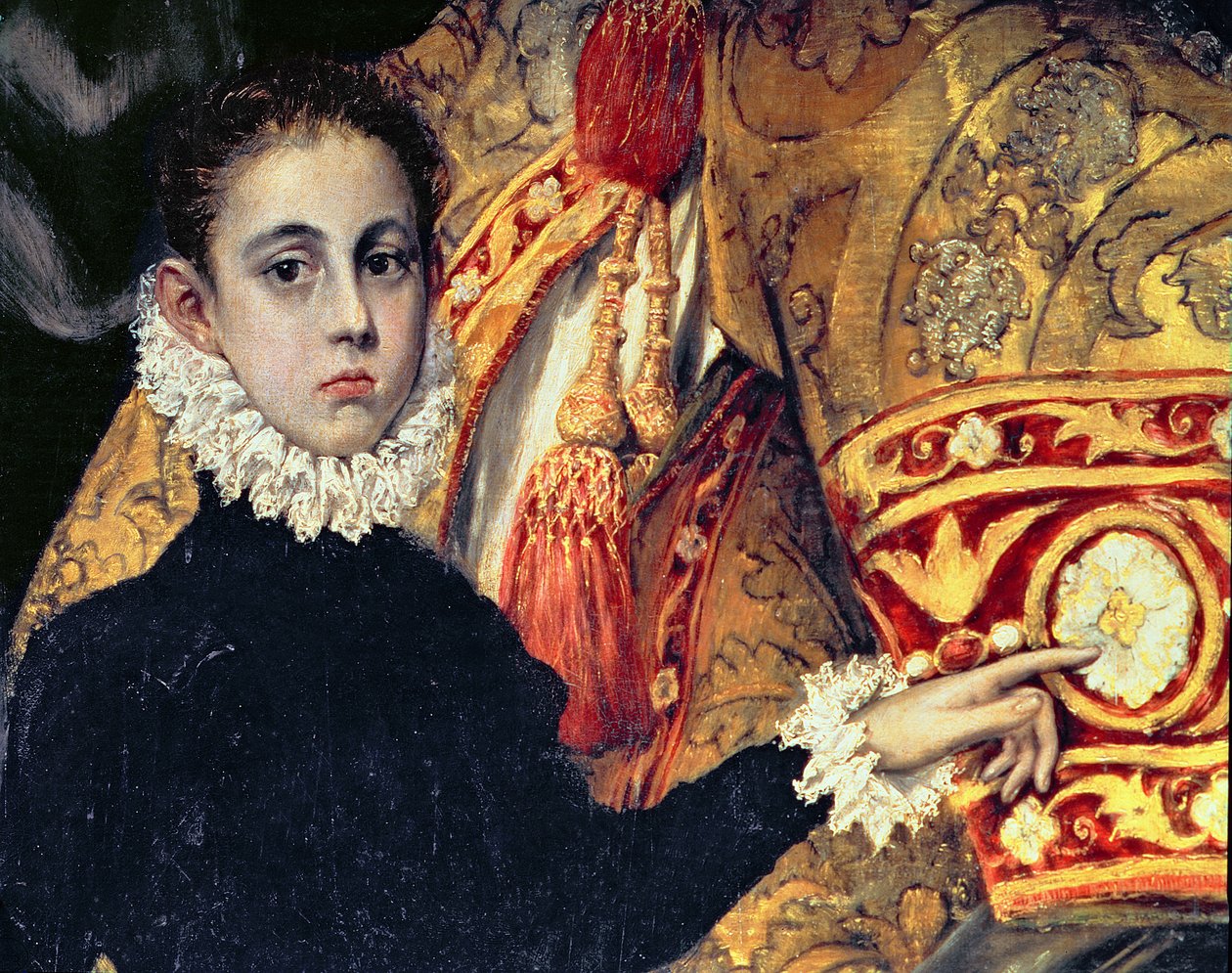 Orgaz gróf temetése, egy 1323-as legendából, egy fiú részlete, akiről azt gondolják, hogy a festő, Jorge Manuel fia, 1586-88 olaj, vászon 44240 részlet alkotó: El Greco
